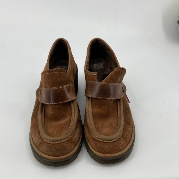 Fly London Tan Suede Block Heel Loafers | Size 39EU - Picture 2 of 5